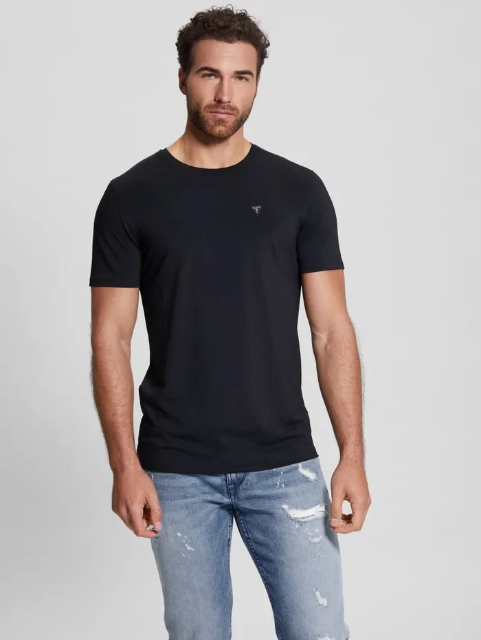 Signature Crewneck Tee Black TShirts and Tanks GUESS Men Signature Crewneck Tee Black TShirts and Tanks GUESS Men