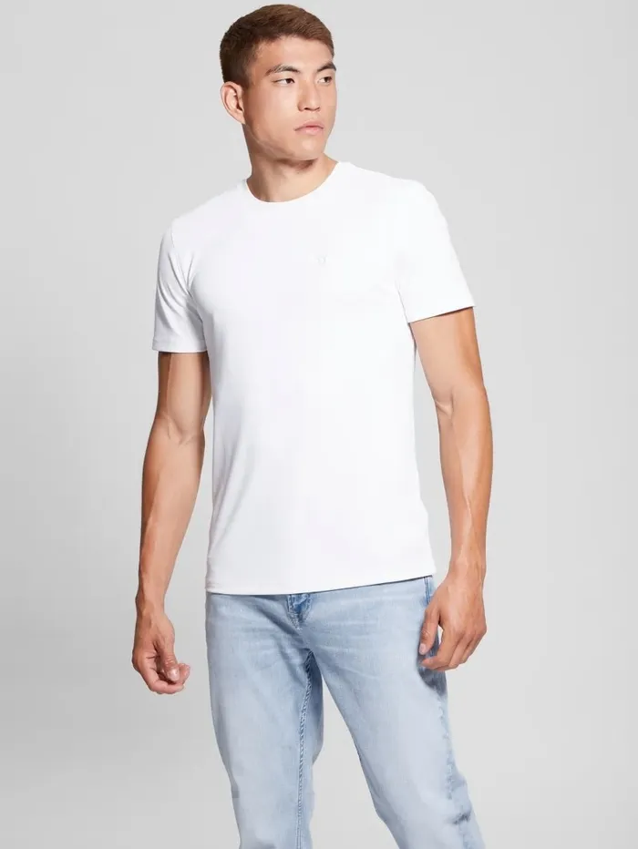 Signature Crewneck Tee Pure White TShirts and Tanks GUESS Men Signature Crewneck Tee Pure White TShirts and Tanks GUESS Men