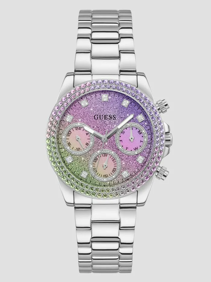 SilverTone and Ombre Multifunction Watch Silver Watches GUESS Women