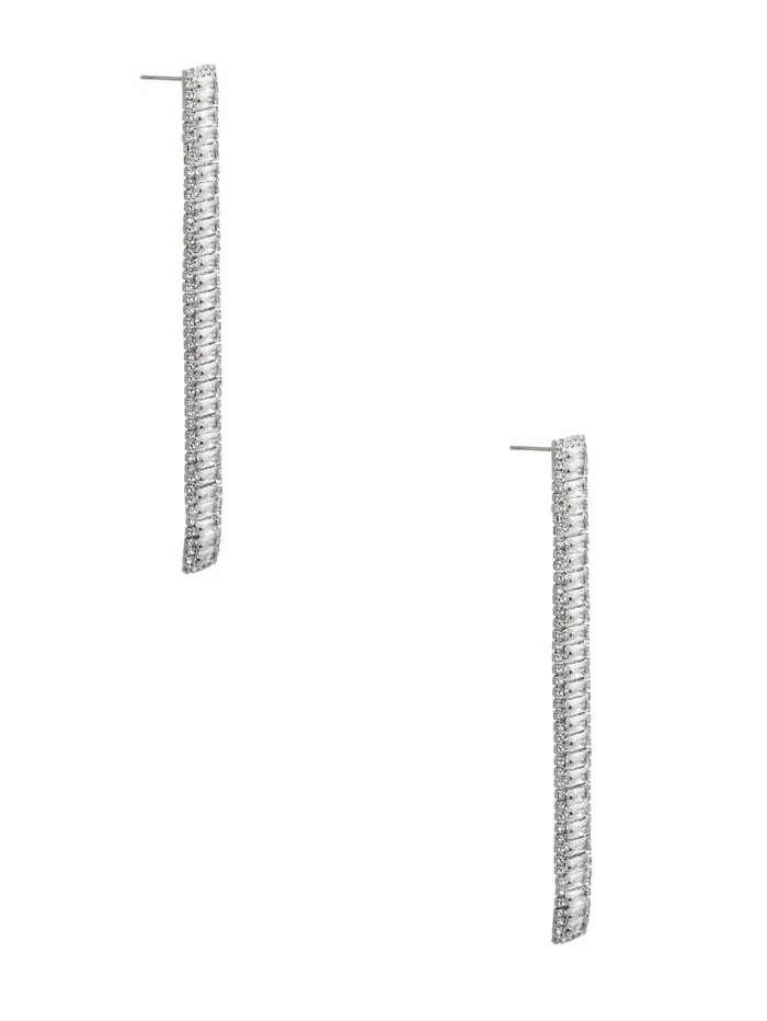 SilverTone Linear Baguette Earrings Silver Women Jewelry GUESS SilverTone Linear Baguette Earrings Silver Women Jewelry GUESS