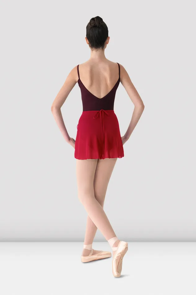 Skirts and Tutus Ladies Mirella Georgette Wrap Skirt Garnet 8211 Bloch Adult