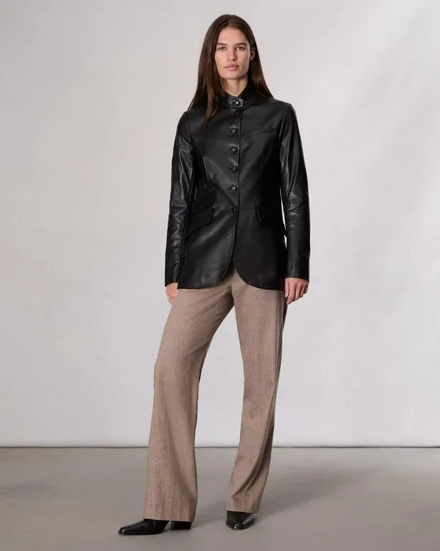 Slade Long Leather Blazer Black Women Blazers and Vests rag and bone