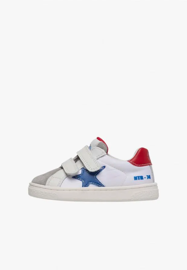 Sneakers Kids Naturino NATURINO PINN VL Leather And Suede Sneakers Whitegrey
