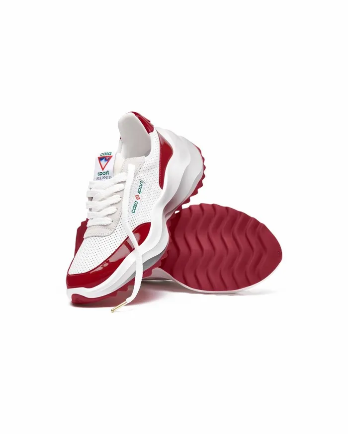 Sneakers Men Casablanca Paris Atlantis White and Haute Red Sneaker
