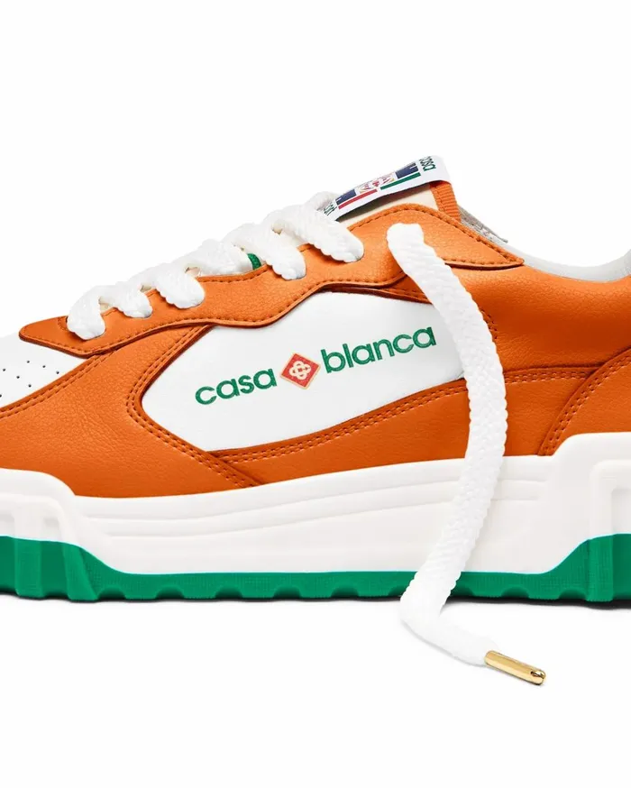 Sneakers Men Casablanca Paris Court Orange and White Sneaker
