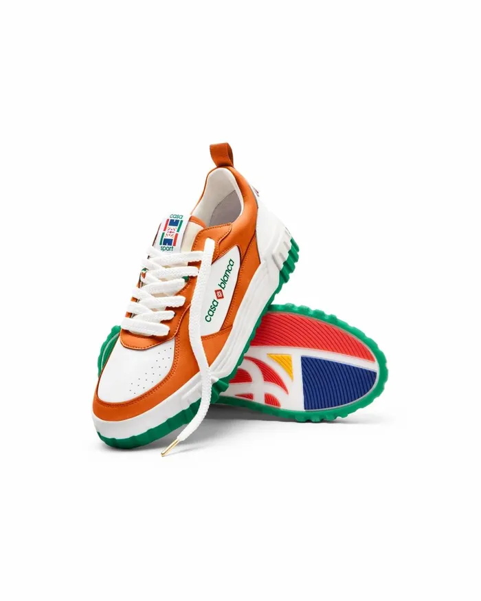 Sneakers Men Casablanca Paris Court Orange and White Sneaker
