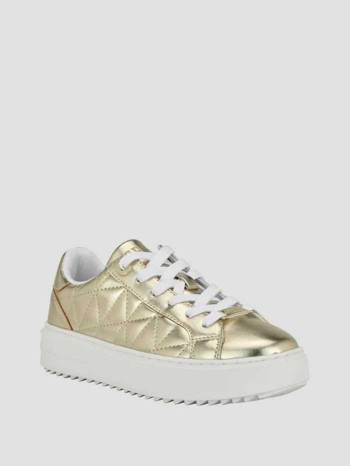 Sneakers Women Desena Quilted Metallic LowTop Sneakers Gold GUESS