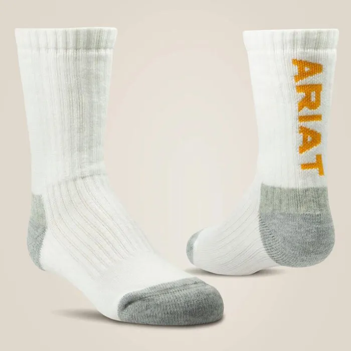 Socks Kids Ariat Cotton Crew Sock 2 Pair Pack White