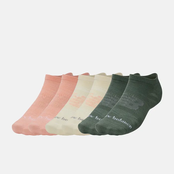 Socks New Balance MenWomen Flat Knit No Show Socks 6 Pack ASSORTED 3 COLORS