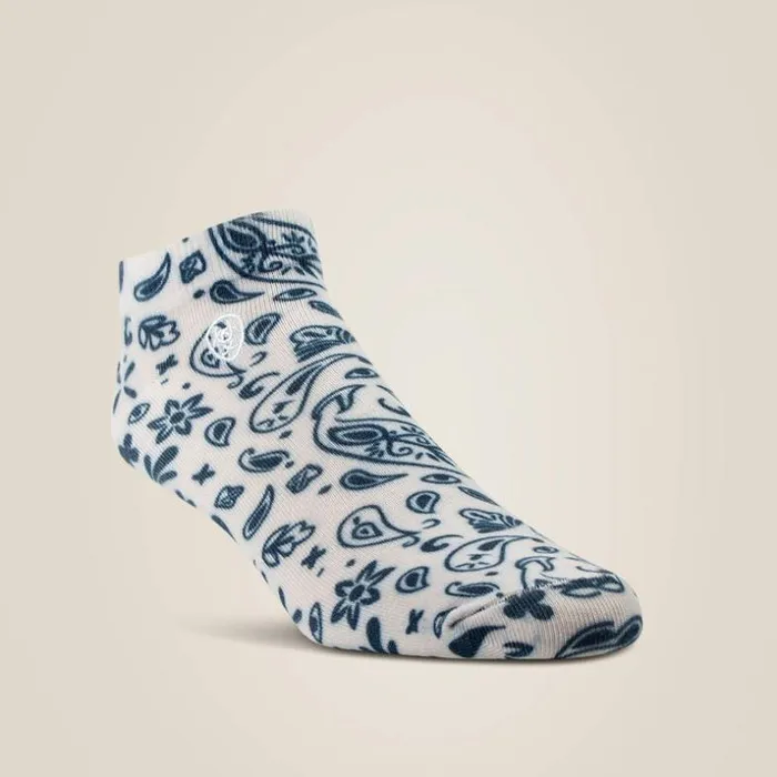 Socks Women Ariat Paisley Print Ankle Sock 2 Pair Multi Color Pack Naturalnavy