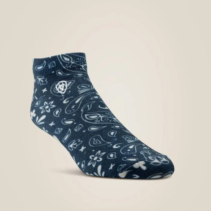 Socks Women Ariat Paisley Print Ankle Sock 2 Pair Multi Color Pack Naturalnavy