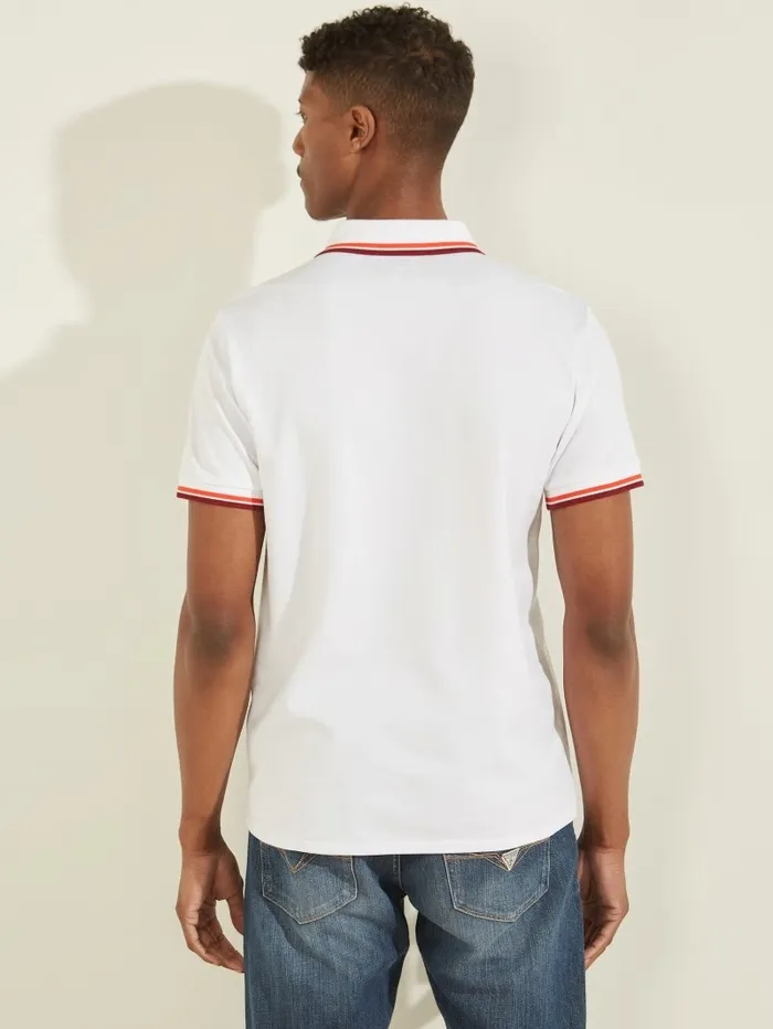 Sports Pique Polo Pure White Shirts GUESS Men Sports Pique Polo Pure White Shirts GUESS Men