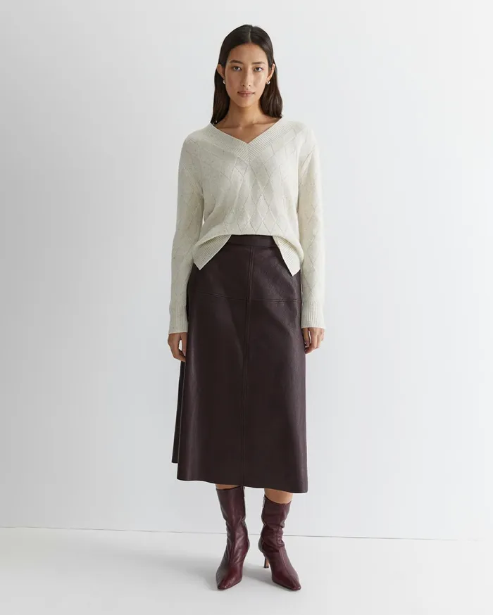 Sportscraft Cass Diamond Cable Sweater White Women Knits and Cardigans
