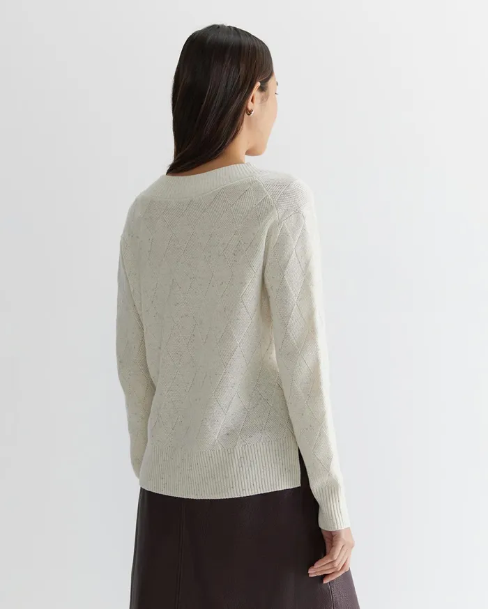 Sportscraft Cass Diamond Cable Sweater White Women Knits and Cardigans
