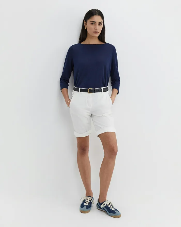 Sportscraft Cecile Linen Top Navy Women Tops and Tees