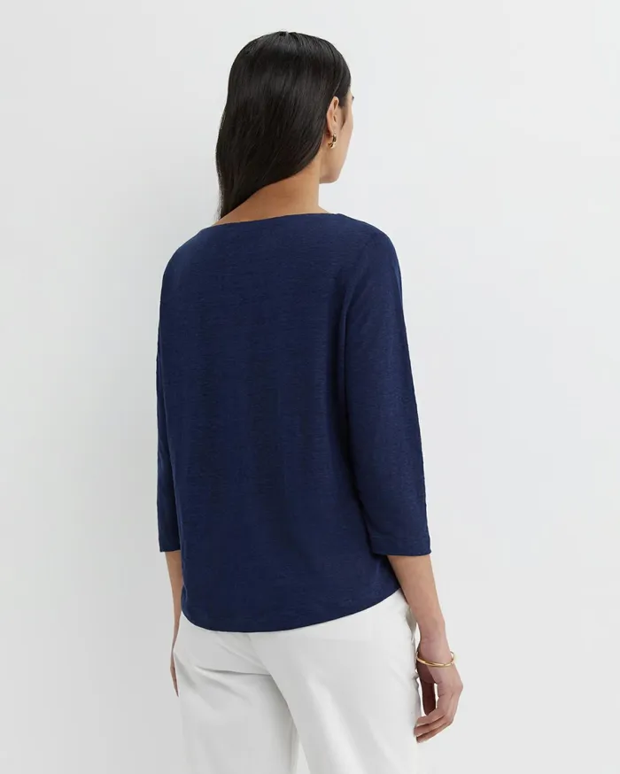Sportscraft Cecile Linen Top Navy Women Tops and Tees