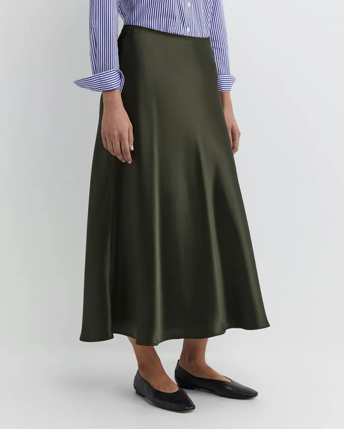 Sportscraft Charlotte Bias Slip Skirt Dark Khaki Women Skirts