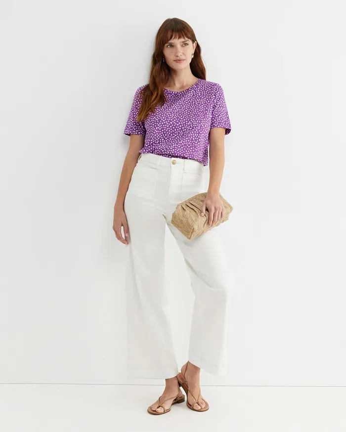 Sportscraft Dashy Mercerised Tee Purplewhite Women Tops and Tees