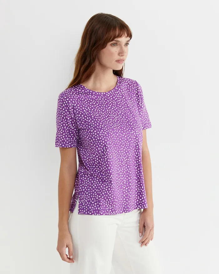 Sportscraft Dashy Mercerised Tee Purplewhite Women Tops and Tees