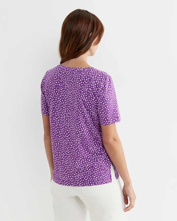 Sportscraft Dashy Mercerised Tee Purplewhite Women Tops and Tees