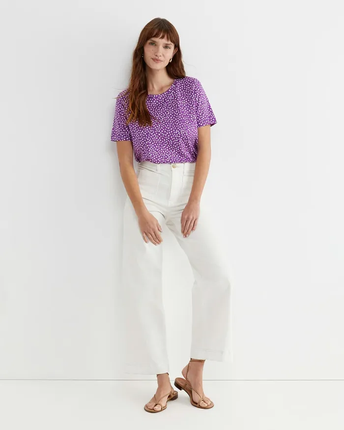 Sportscraft Dashy Mercerised Tee Purplewhite Women Tops and Tees