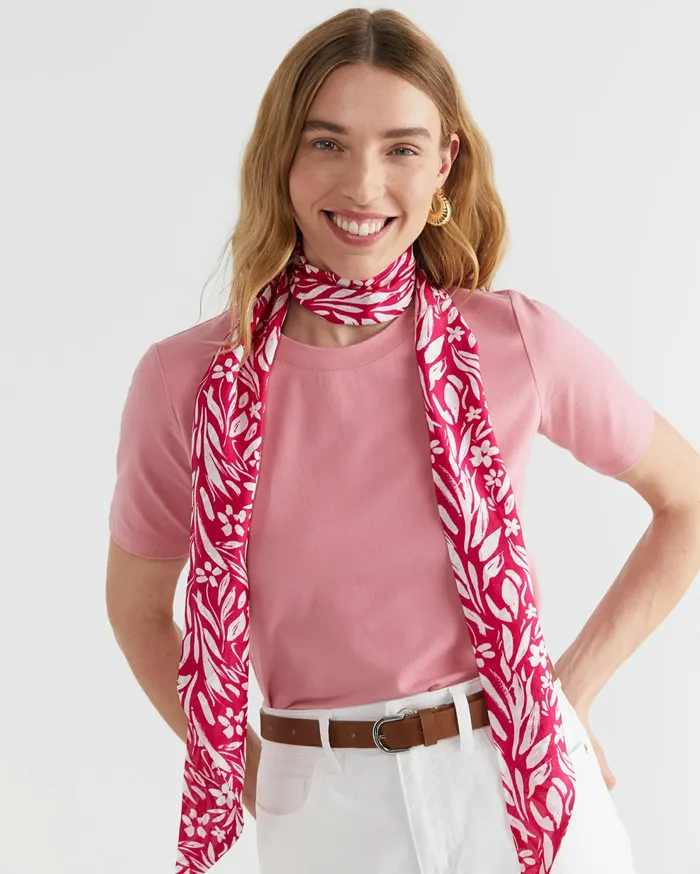 Sportscraft Farrah Silk Scarf Pink Multi Women Scarves