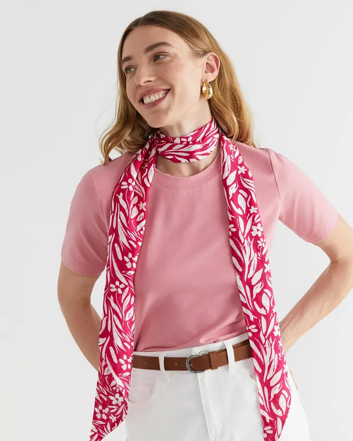 Sportscraft Farrah Silk Scarf Pink Multi Women Scarves