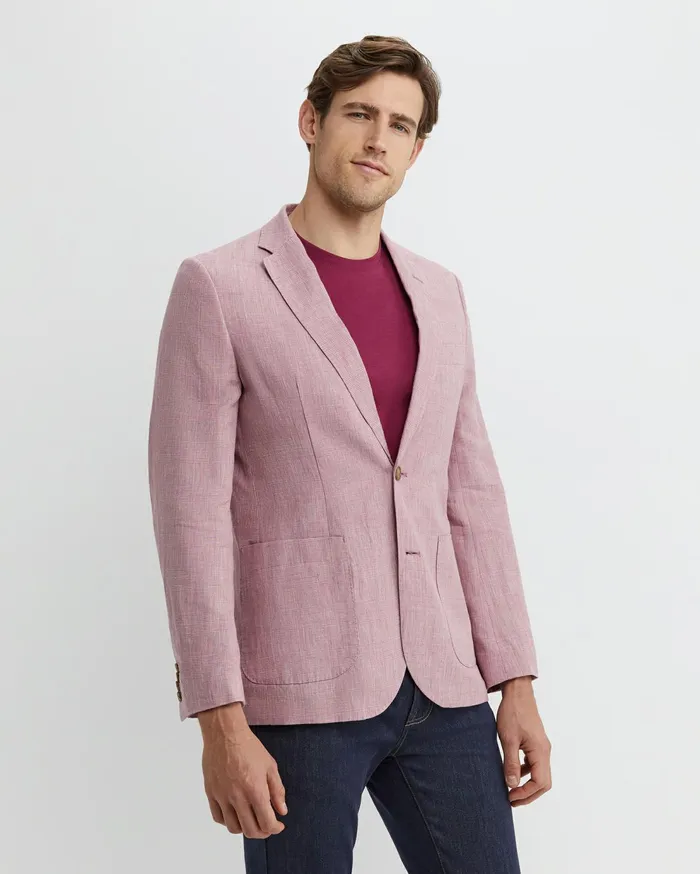 Sportscraft Farrer Linen Sports Jacket Dusty Pink Men Jackets and Blazers