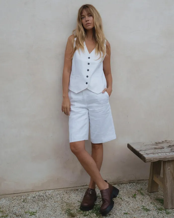 Sportscraft Freya Bermuda Linen Short White Women Shorts