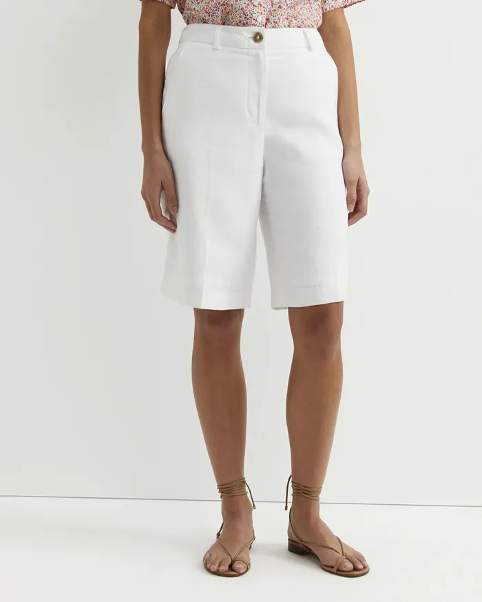 Sportscraft Freya Bermuda Linen Short White Women Shorts