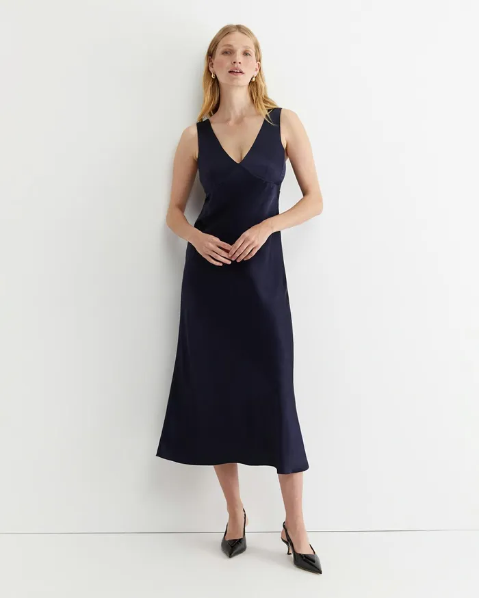 Sportscraft Harlow Sateen Slip Dress Navy Women Dresses