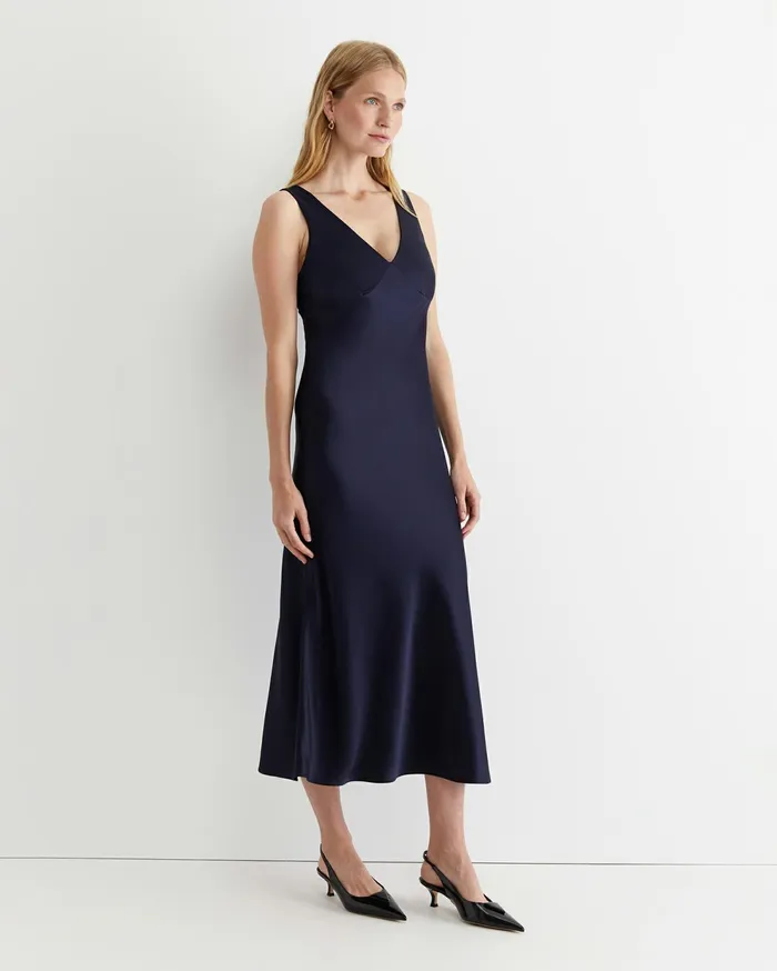 Sportscraft Harlow Sateen Slip Dress Navy Women Dresses