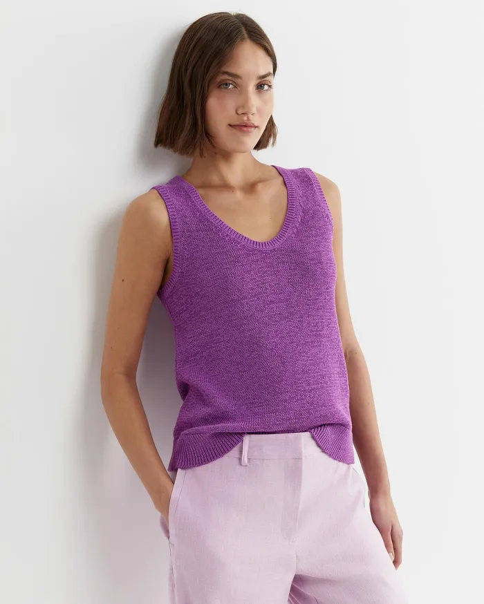 Sportscraft Josie Tape Yarn Singlet Hydrangea Women Knits and Cardigans