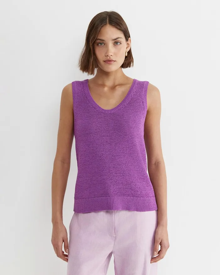Sportscraft Josie Tape Yarn Singlet Hydrangea Women Knits and Cardigans