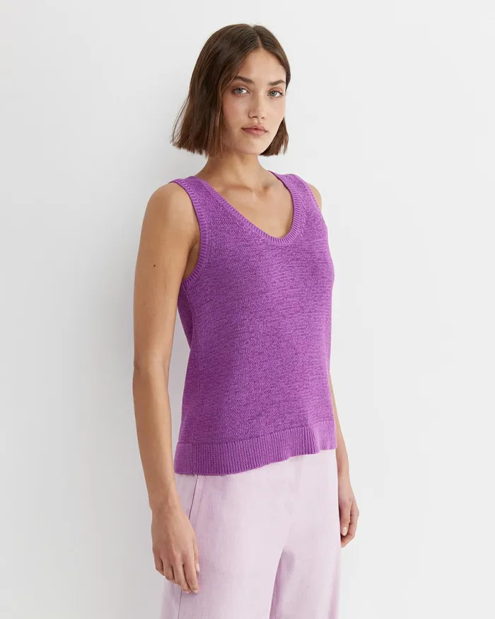 Sportscraft Josie Tape Yarn Singlet Hydrangea Women Knits and Cardigans