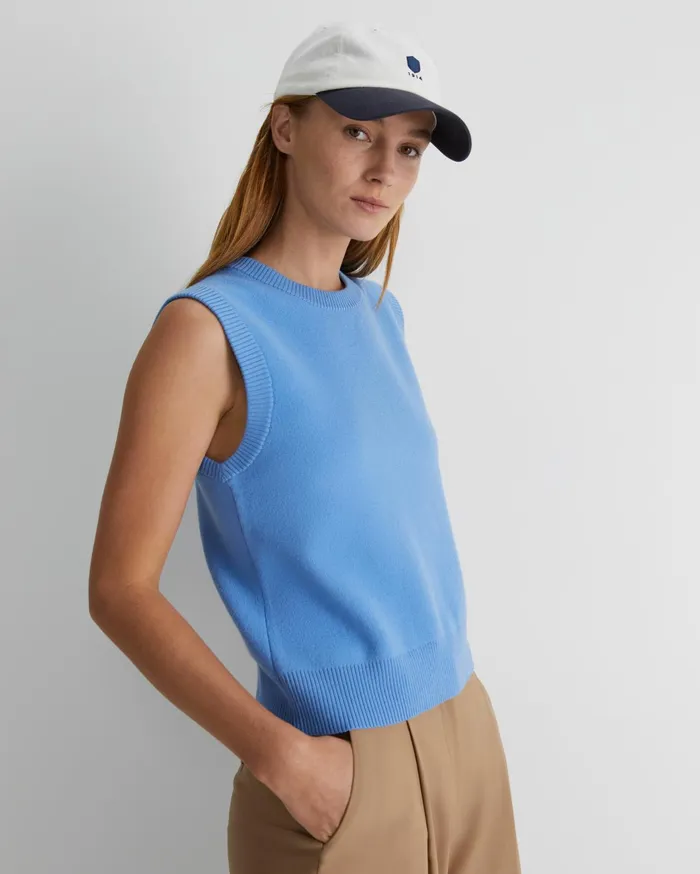 Sportscraft Juliette Boiled Wool Vest Azure Women Knits and Cardigans