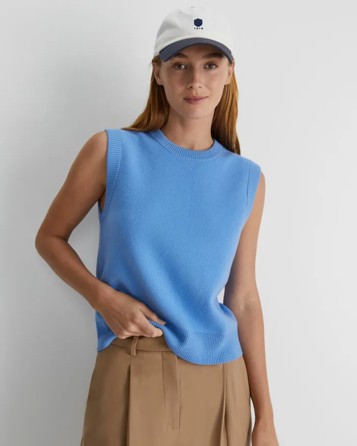 Sportscraft Juliette Boiled Wool Vest Azure Women Knits and Cardigans