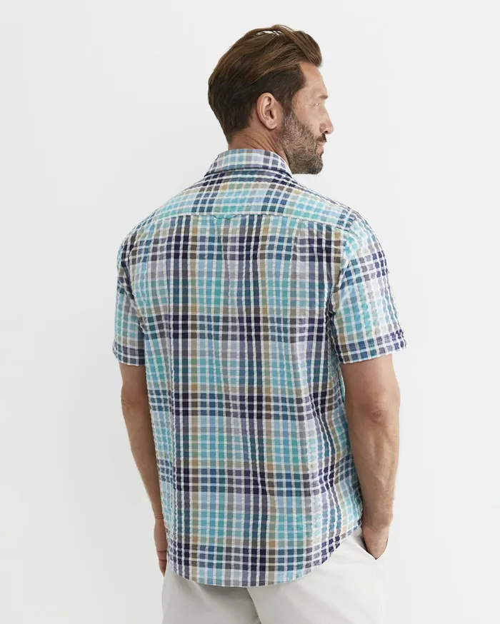 Sportscraft Knot Short Sleeve Check Shirt Blue Multi Men Shirts