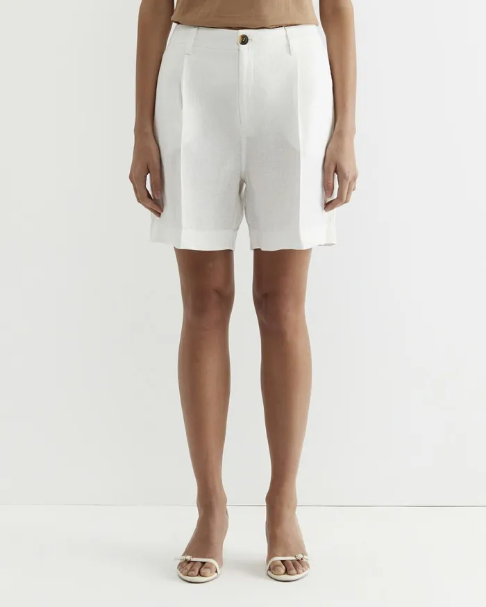 Sportscraft Lilou Linen Short White Women Shorts