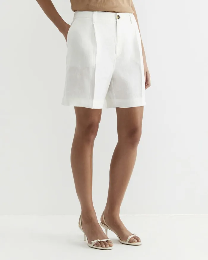 Sportscraft Lilou Linen Short White Women Shorts
