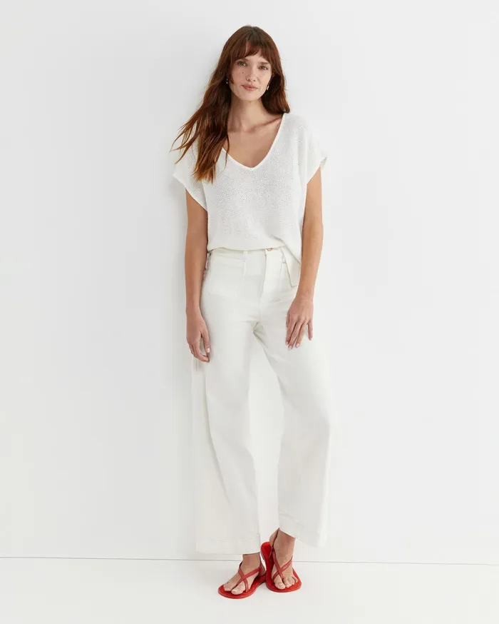 Sportscraft Luisa VNeck Knit Top Milk Women Tops and Tees