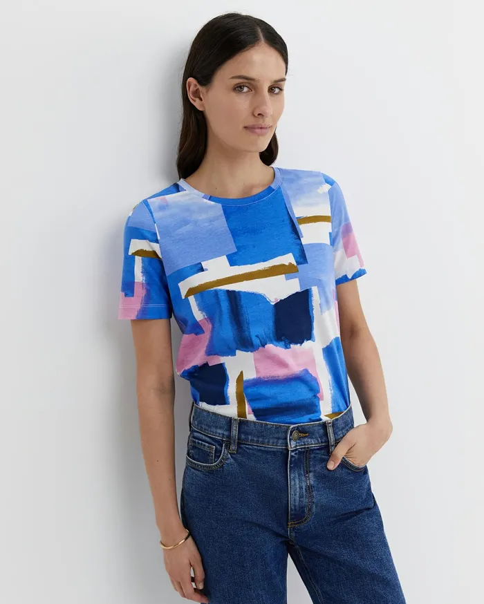 Sportscraft Martine Mercerised Tee Blue Multi Women Tops and Tees