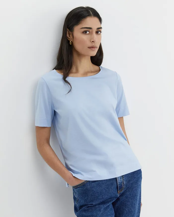 Sportscraft Mercerised Cotton Tee Pale Blue Women Tops and Tees