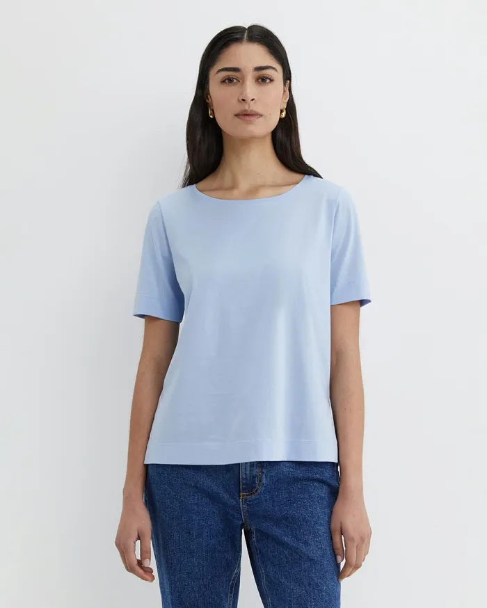 Sportscraft Mercerised Cotton Tee Pale Blue Women Tops and Tees