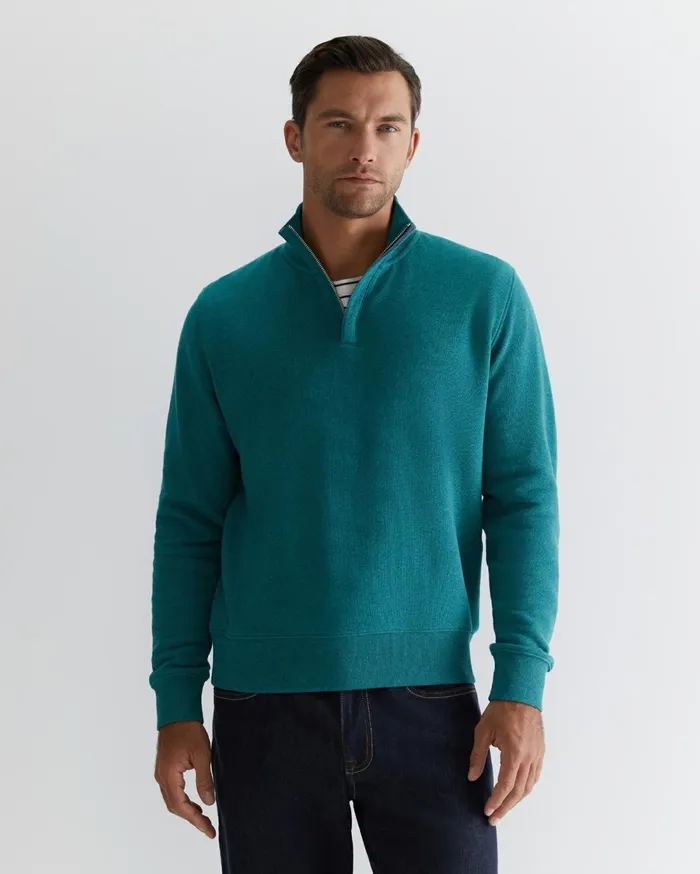 Sportscraft Mont Quarter Zip Lake Blue Men Knitwear