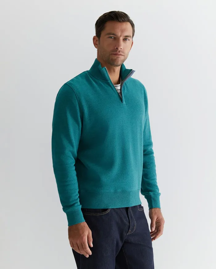 Sportscraft Mont Quarter Zip Lake Blue Men Knitwear
