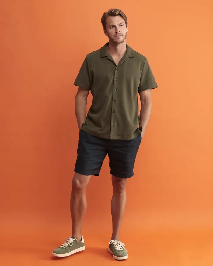 Sportscraft Nason Short Sleeve Pique Shirt Khaki Men Shirts