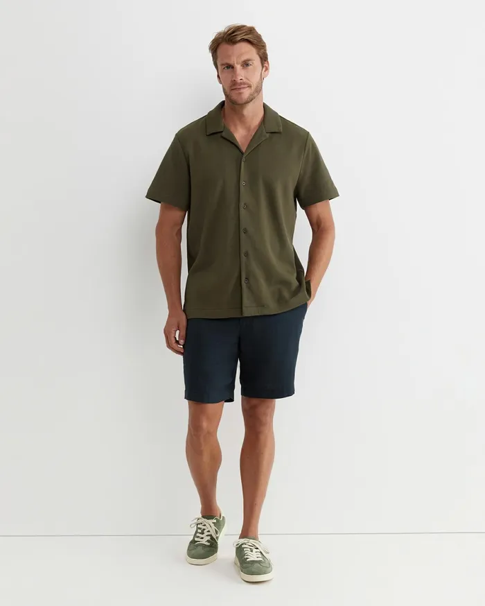 Sportscraft Nason Short Sleeve Pique Shirt Khaki Men Shirts