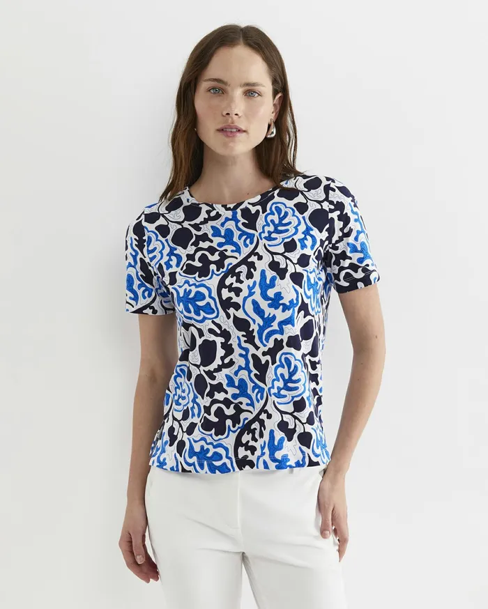 Sportscraft Nur Short Sleeve Mercerised Tee Blue Multi Women Tops and Tees