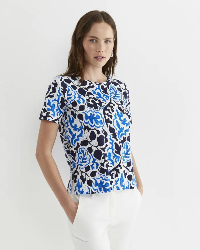 Sportscraft Nur Short Sleeve Mercerised Tee Blue Multi Women Tops and Tees